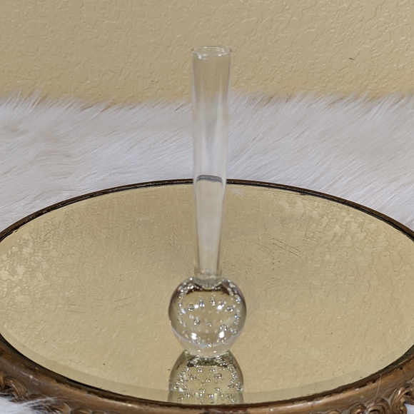 Murano Art Glass Mid Century Vintage Controlled Bubbles Bulb Clear Bud Vase - Picture 5 of 5